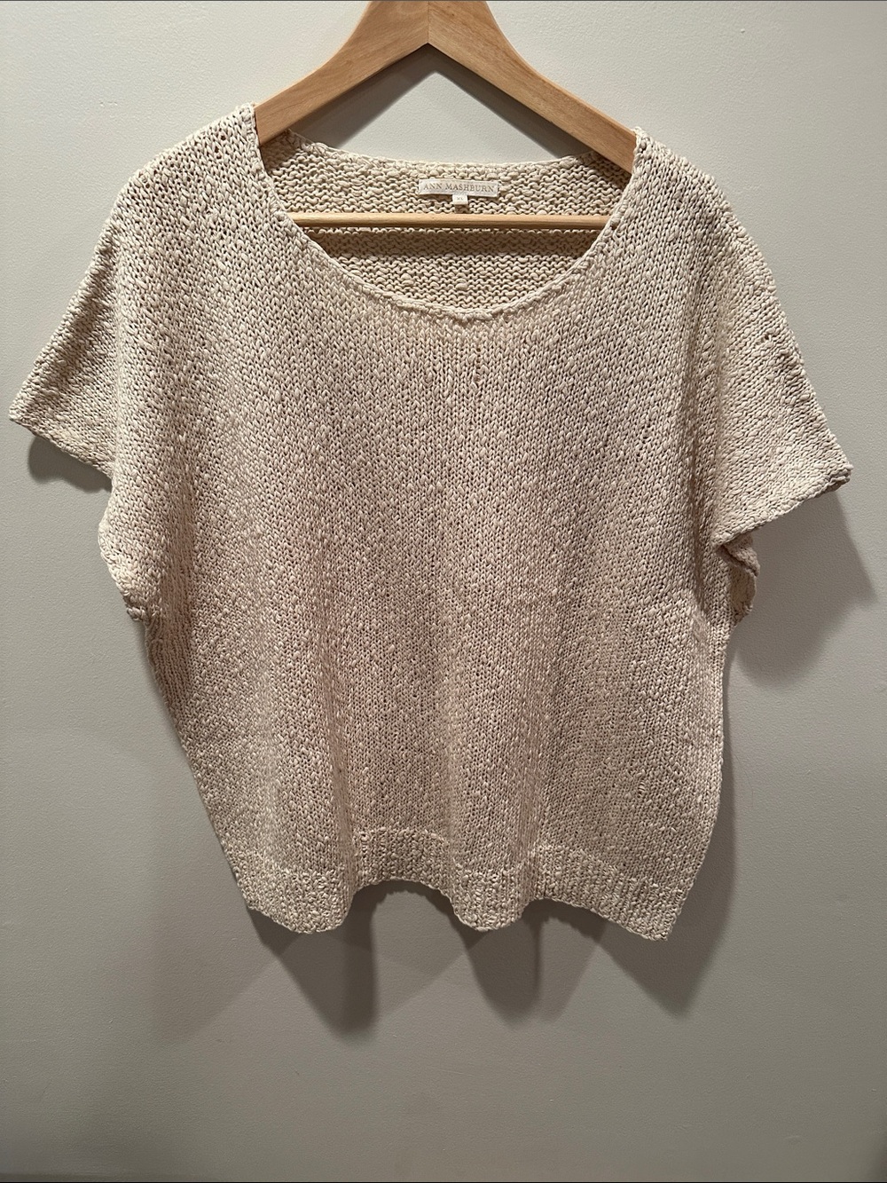 ANN MASHBURN Cream Crochet Knit Top